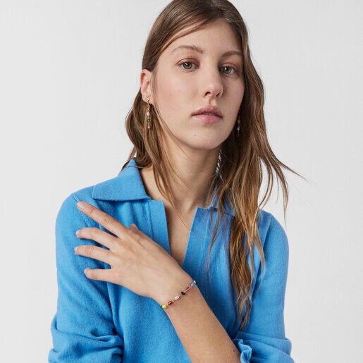 Silver vermeil Oceaan Bracelet with pearls and multicolored glass