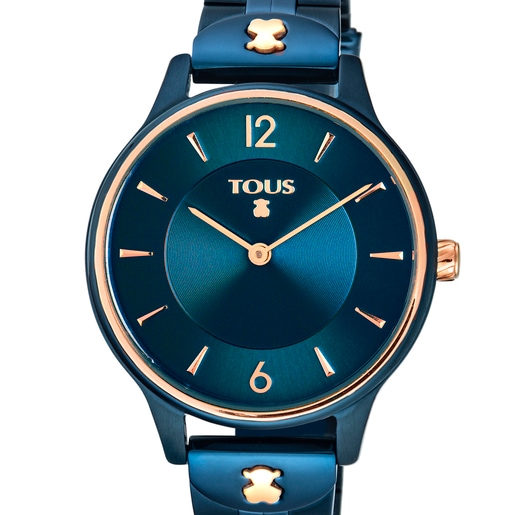 Стальные часы Len с голубым и розовым ионным покрытием