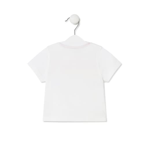 Camiseta Bold Bear con franjas Casual blanco