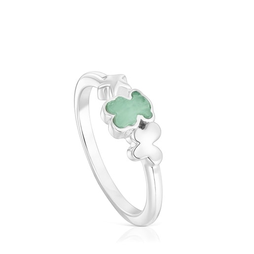 Anillo de plata y amazonita oso Bold Motif