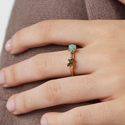 Silver Vermeil Fragile Nature Ring with Amazonite | TOUS