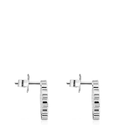 Medium Silver Straight disc Earrings