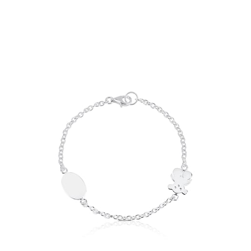Silver TOUS Bear Bracelet Oval and Bear motifs