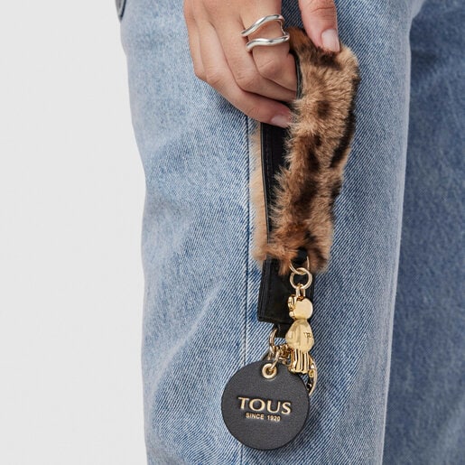 Porte-clés strap Amaya Wild beige et noir