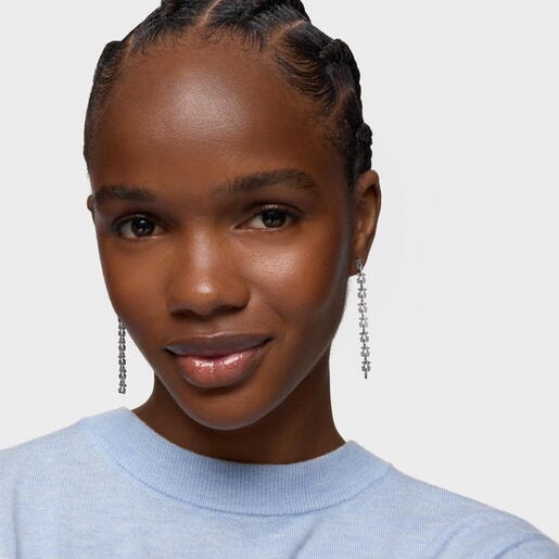 Pendientes largos de acero con motivos oso Carrusel