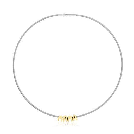 Collana corta in acciaio e argento placcato oro 18 kt TOUS Mama