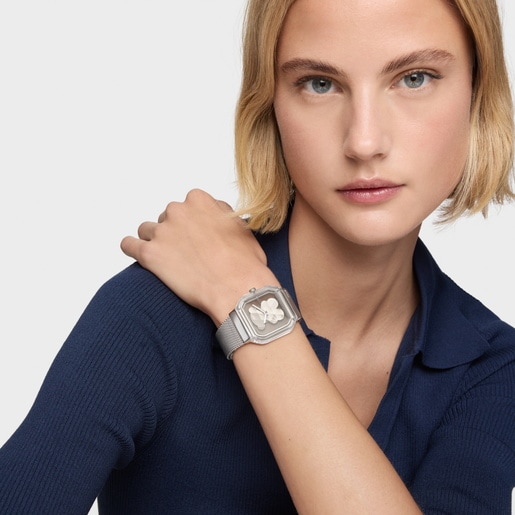 Reloj analógico con brazalete de acero D-Bear Party