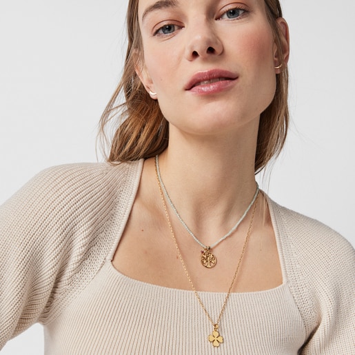 Колье TOUS Good Vibes с древом жизни из вермеля с кварцитами