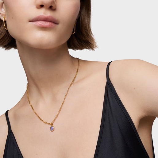 Small 18kt gold plating over silver Pendant with iolite Medallions