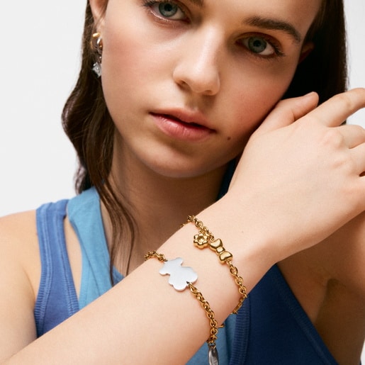Gold-colored steel Chain bracelet with charms TOUS Charming