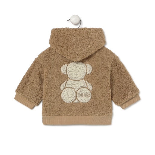 Hooded fleece sweatshirt in Casual beige