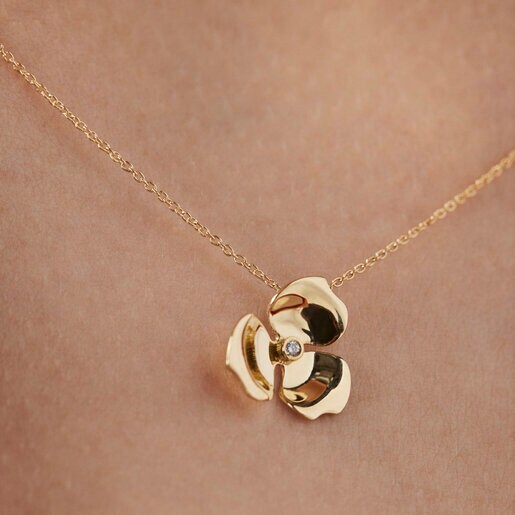 Золотой колье с цветком Fragile Nature с бриллиантами