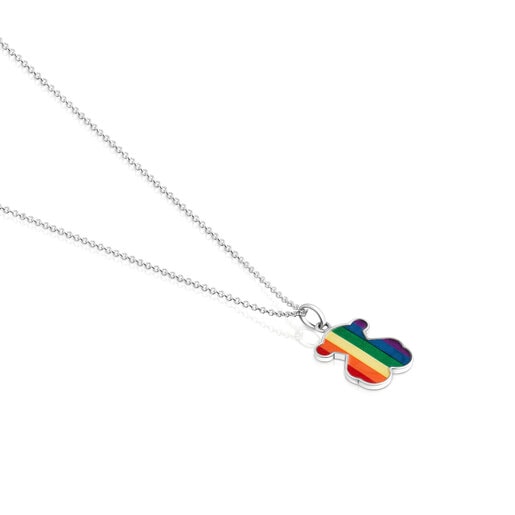 Bear silver necklace and enamel TOUS Pride