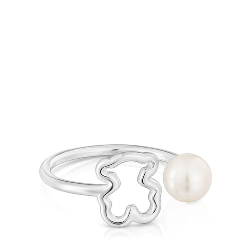 Silver Open ring with cultured pearl New Silueta