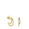 Κοντά διπλά σκουλαρίκια-κρίκοι Les Classiques από χρυσό με διαμάντια