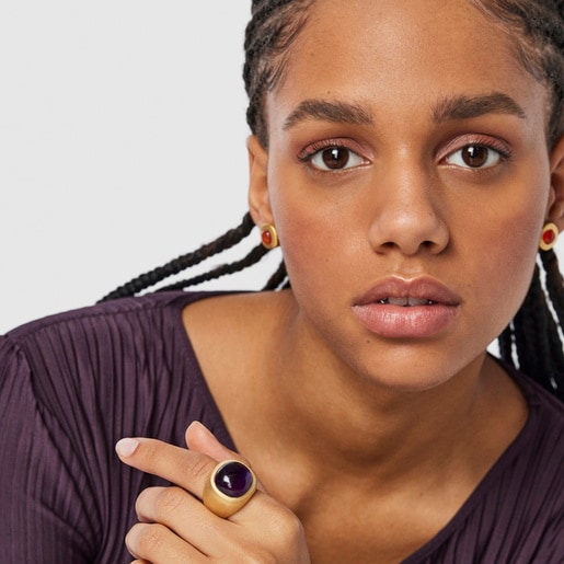 Silver vermeil Nattfall Ring with amethyst