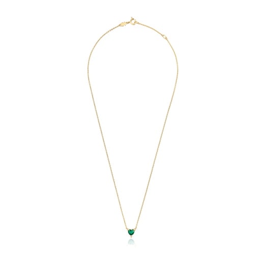 Short 18kt gold plating over silver Necklace with laboratory-grown emerald Garden of Love LGG