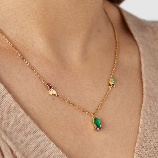 Колье Fragile Nature из вермеля с драгоценными камнями