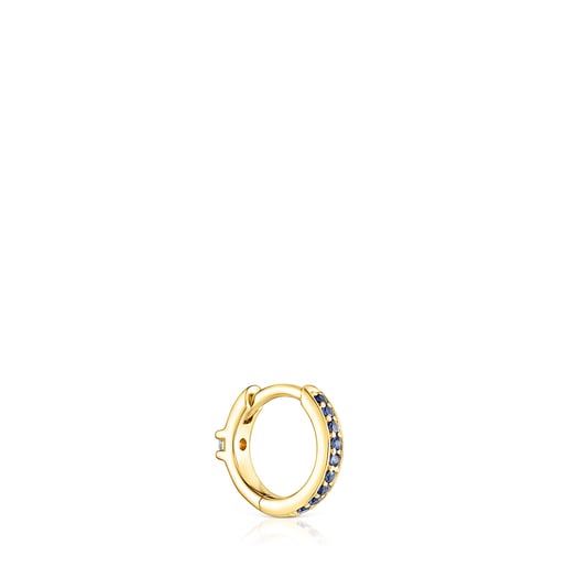 Gold TOUS Basics Hoop earring with blue sapphires and a diamond | TOUS