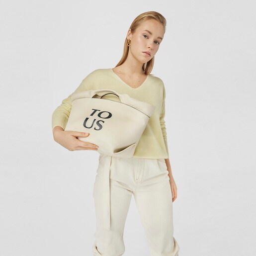 תיק סל TOUS Balloon בינוני מעור בצבע בז'