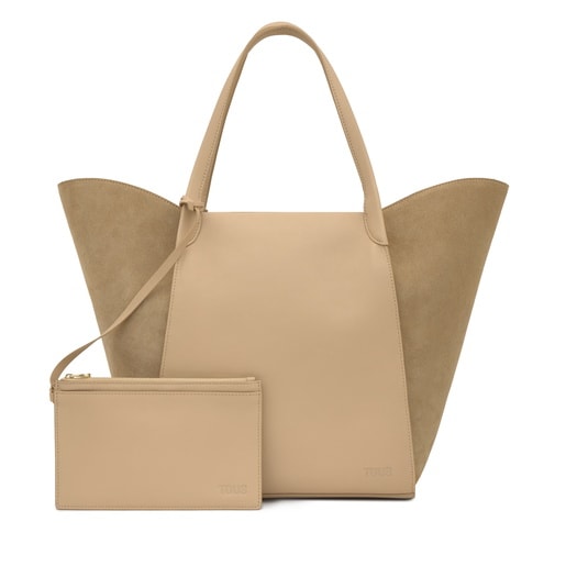 サンドカラーのラージ・トートバッグ TOUS Tulip