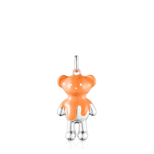 Dije Teddy Bear de plata y esmalte naranja - Exclusivo online