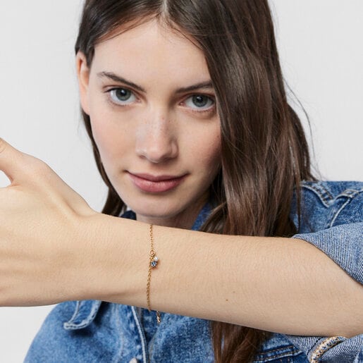 Pulsera con baño de oro 18 kt sobre plata con estrella de zafiros TOUS New Motif