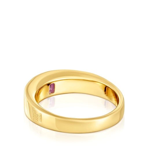 Signet ring with 18kt gold plating over silver and amethyst TOUS Basic Colors