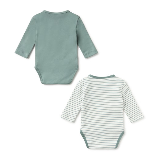 Pack of wrap-over bodysuits in Classic green