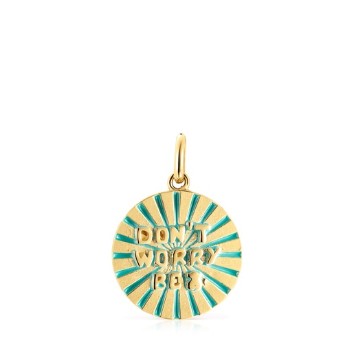 Medallions Dont Worry Pendant in Silver Vermeil with Enamel