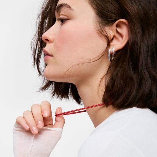 Collar con cordón rojo y acero TOUS Basics