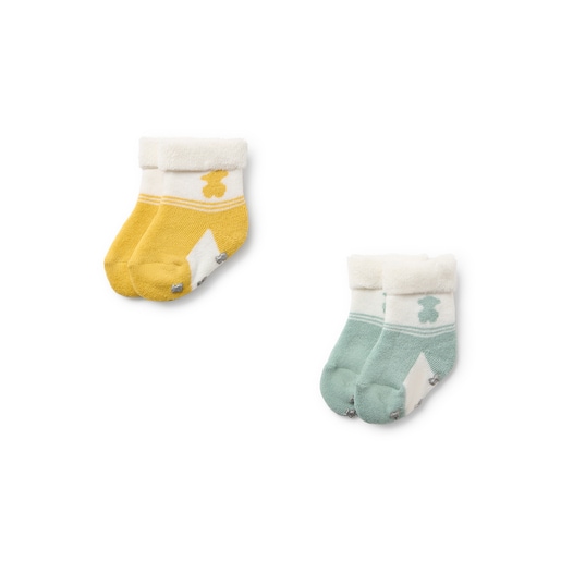 Conjunto de 2 pares de peúgas de bebé SSocks cor única