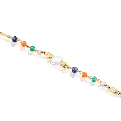 Silver vermeil Oceaan Color Bracelet with pearl and gemstones