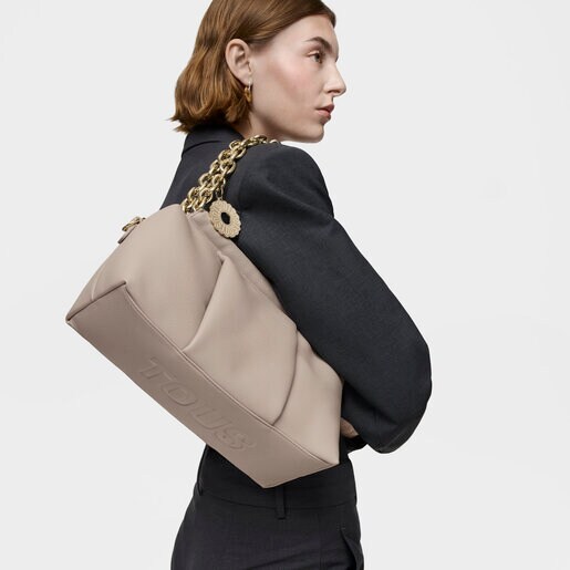 תיק באולינג TOUS Jane בגודל בינוני בצבע חום אפרפר