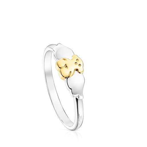 Anillo de acero IP dorado Fragile Nature TOUS