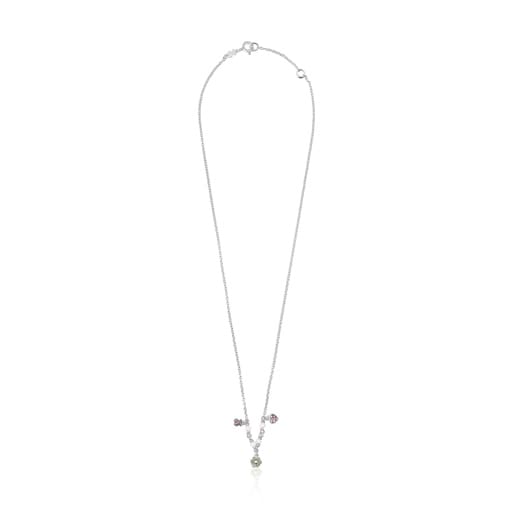 Collier en argent avec pierres précieuses et perles TOUS New Motif