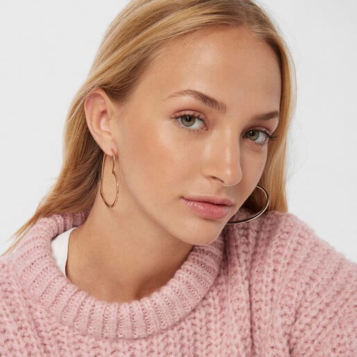 Silueta heart Earrings in Rose Silver Vermeil