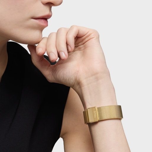 Analog Watch with gold-colored steel bracelet Karat Round Mesh