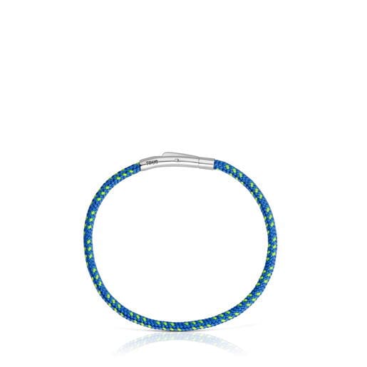 Pulsera con cordón azul y acero TOUS Basics