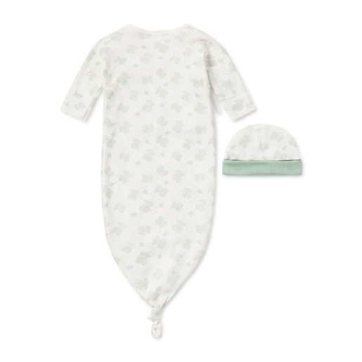 Conjunto de pijama e gorrinho de bebé Illusion bruma