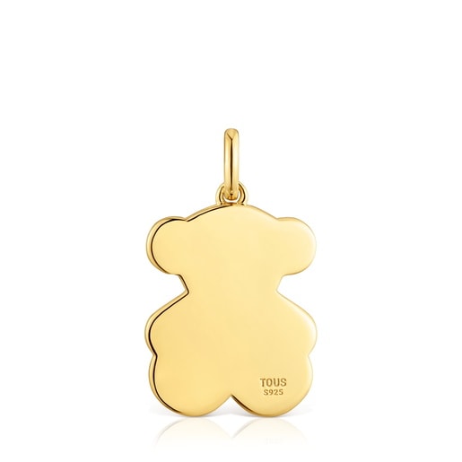 Dije oso con baño de oro 18 kt sobre plata y zafiros creados en laboratorio Sweet Dolls LGG