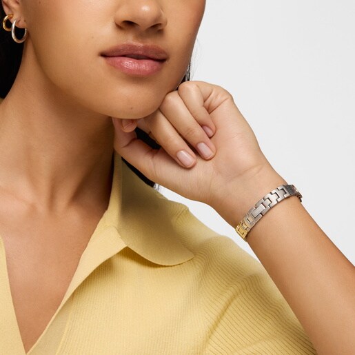 Analog Watch with steel bracelet, rose-colored steel and mother-of-pearl face Epic Icon Charms