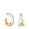 Two-tone long Hoop earrings with bear motif TOUS 1950