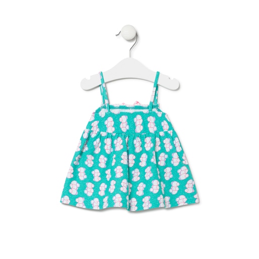 Vestido de alças de menina Chic verde