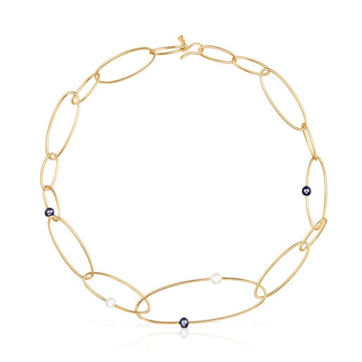 TOUS Silver vermeil Elipse Necklace with cultured pearls | Westland Mall