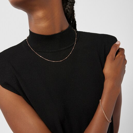 Choker with 18kt rose-gold plating over silver and balls TOUS Chain