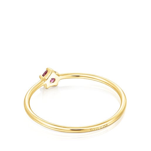 Gold TOUS Cool Joy Ring with rhodolite