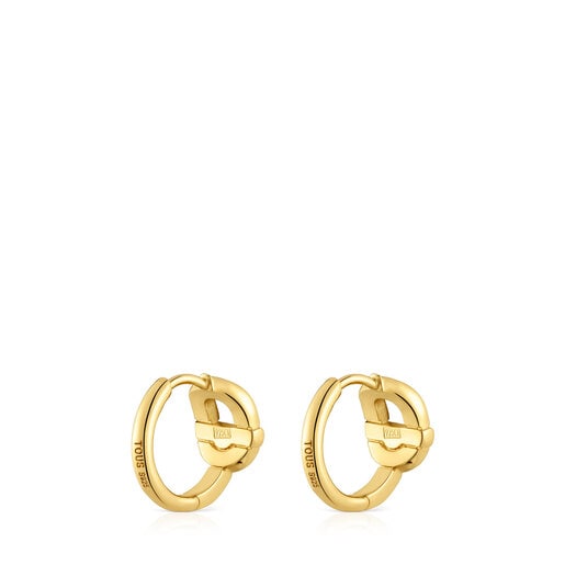 Boucles d’oreilles anneaux en argent plaqué or 18 ct et motif TOUS MANIFESTO