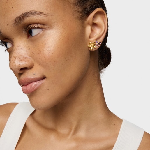 Flower Earrings with 18kt gold plating over silver Daisy