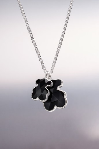 قلادة متوسطة الحجم من الفضة مزيّنة بحلية على شكل دبدوب من العقيق من تشكيلة TOUS Icon Color